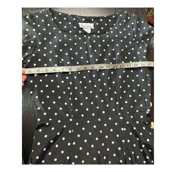 Vintage 90's Just Jacalyn Polka Dot Side Button Midi Dress - Picture 8 of 10